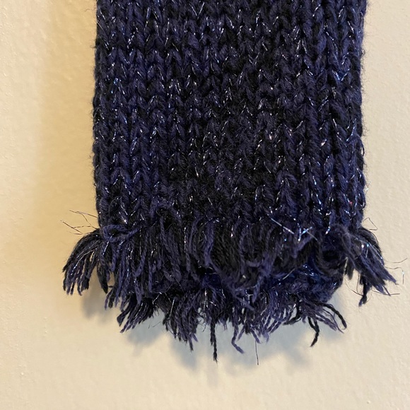 Express Women's Navy Blue Chunky Knit Fringe Trim Cardigan Sweater Size M - Picture 3 of 8